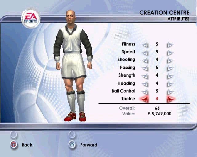 FIFA 2002 PS2 - creation centre